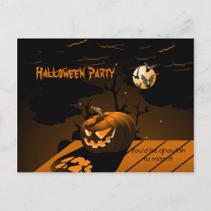 Invitation Carte Postale Chauves-souris maléfiques Citrouilles Halloween In