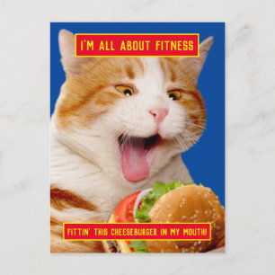 Invitation Carte Postale Cheeseburger mangeant des chats