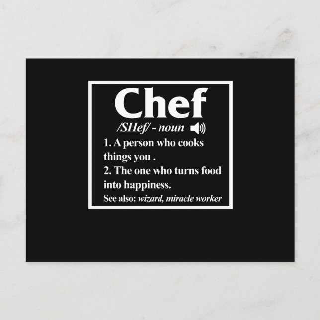 Invitation Carte Postale Chef Définition Cook Cooking Kitchen Food Maker (Devant)
