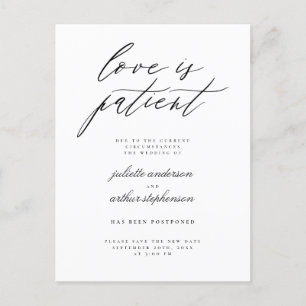 Invitation Carte Postale Chic B&W Amour Patient Report de mariage