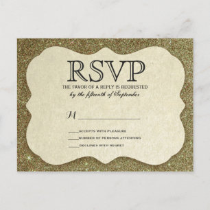 Invitation Carte Postale Chic Elegant Sparkly Faux Gold Parties scintillant