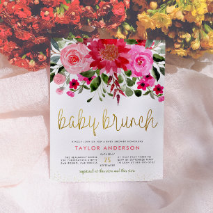 Invitation Carte Postale Chic Floral Baby Brunch Baby Girl Baby shower