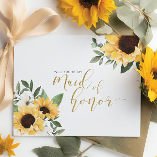 Invitation Carte Postale Chic floral tournesol serez-vous une femme d'honne