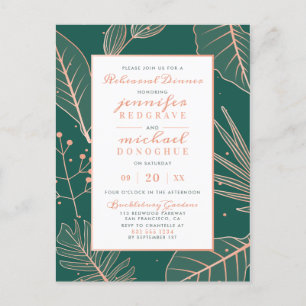 Invitation Carte Postale Chic Green Moderne Sprigs Dîner De Répétition Élég