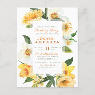 Invitation Carte Postale Chic Jaune Daisies Délicieuses Fleur Fête d'Annive