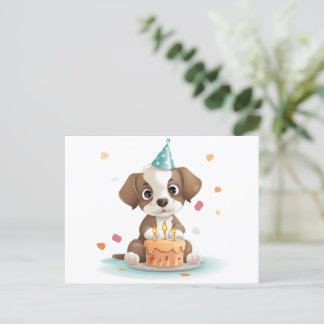 Invitation Carte Postale Chiot d'anniversaire