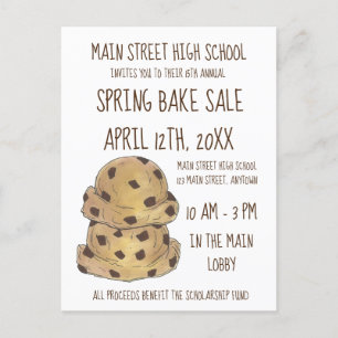 Invitation Carte Postale Chip chocolat Cookie Dough Bake Vente Cookies