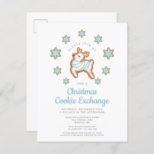 Invitation Carte Postale Christmas Cookie Exchange Cute Reindeer