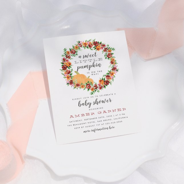 Invitation Carte Postale Chute Thème Sweet Petit Baby shower Citrouille (Créateur téléchargé)
