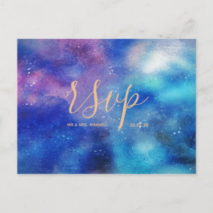 Invitation Carte Postale Ciel à l'aquarelle bleue Mariage Rsvp