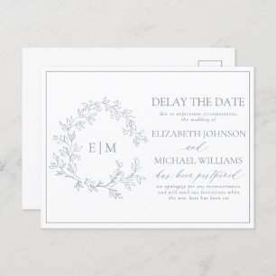 Invitation Carte Postale Cimier Feuilleté Dusty Monogramme Retard La Date