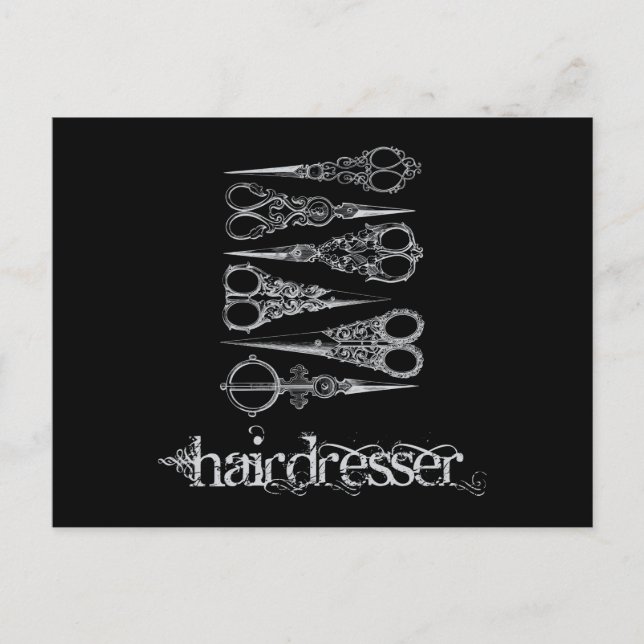 Invitation Carte Postale Ciseaux Classiques de Coiffeur Vintage (Devant)