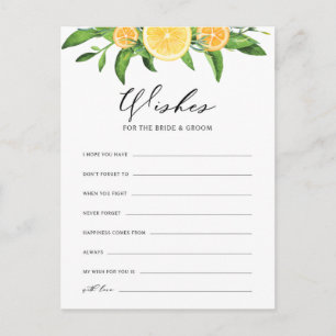 Invitation Carte Postale Citrons et oranges Voeux pour la mariée et la cham