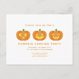 Invitation Carte Postale Citrouille de Halloween découpant l'invitation de
