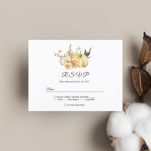 Invitation Carte Postale Citrouille et fleurs à l'aquarelle automnale tenda