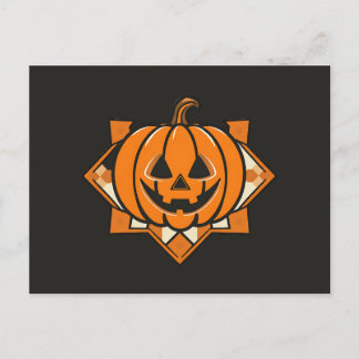 Invitation Carte Postale Citrouille géométrique de Halloween
