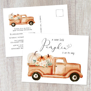 Invitation Carte Postale Citrouille Terracotta Vintage Baby shower de camio