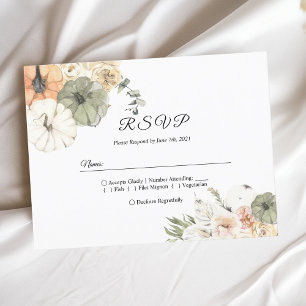 Invitation Carte Postale Citrouilles et fleurs d'aquarelle modernes