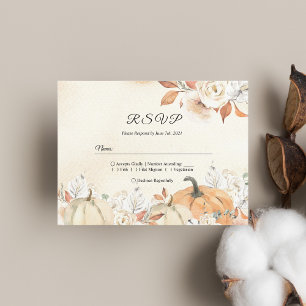 Invitation Carte Postale Citrouilles et fleurs d'automne rustiques 