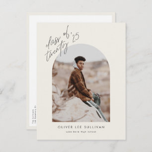 Invitation Carte Postale Classe Boho de 2025 Arch Photo Graduation