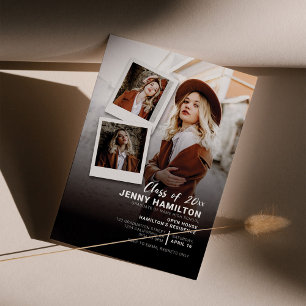 Invitation Carte Postale Classe de Grad Multi Photo Script 2023 Grad