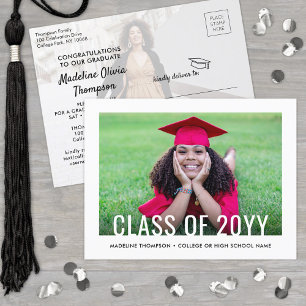 Invitation Carte Postale Classe moderne Année & 2 Graduate Photos Graduatio