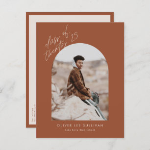 Invitation Carte Postale Classe Terracotta de 2025 Arch Photo Graduation