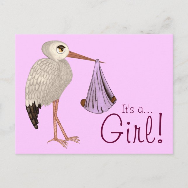 Invitation Carte Postale Classic Stork (Devant)