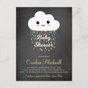 Invitation Carte Postale Cloud et Confetti Baby shower de tableau