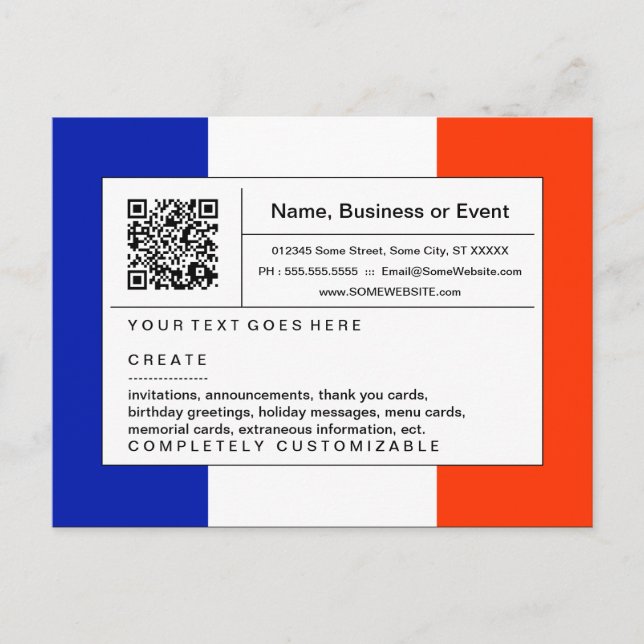 Invitation Carte Postale code de raffinage de QR : la France (Devant)