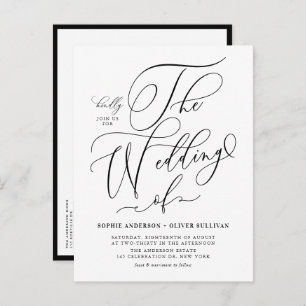 Invitation Carte Postale Code QR du Mariage de calligraphie Whimsical Noir