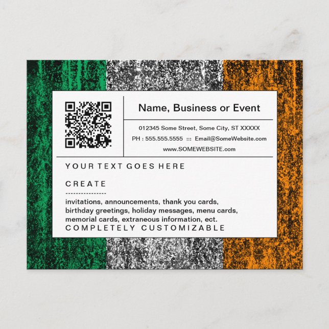 Invitation Carte Postale code QR raffiné : irlande (Devant)