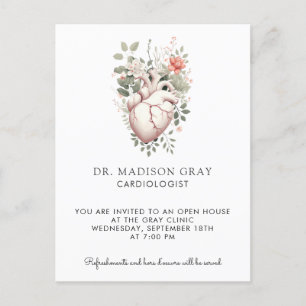 Invitation Carte Postale Coeur anatomique Cardiologie Médicale Ouverture