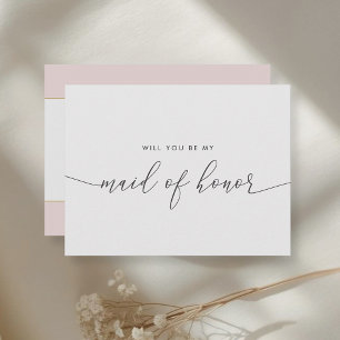 Invitation Carte Postale Cœur Rose et Or Veux-tu être ma Demoiselle d'Honne
