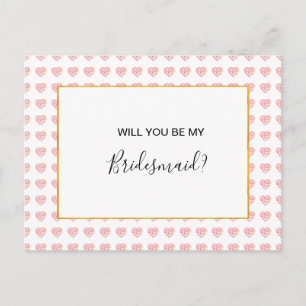 Invitation Carte Postale Coeur rose Floral Garland Matron d'honneur
