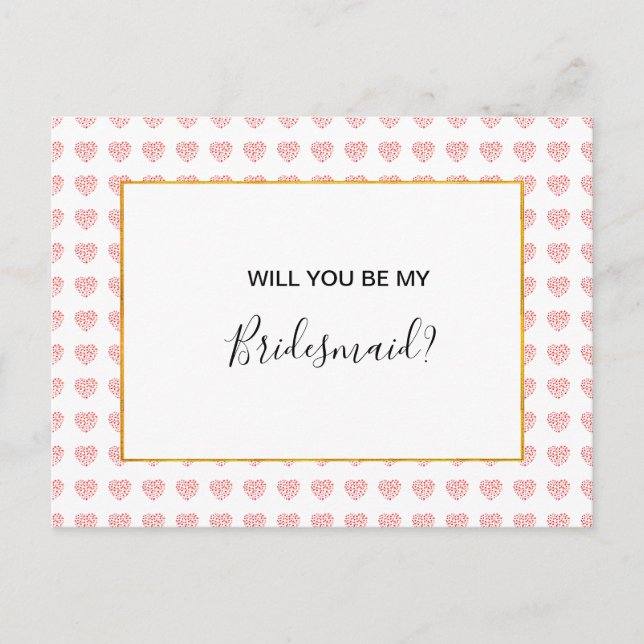 Invitation Carte Postale Coeur rose Floral Garland Matron d'honneur (Devant)