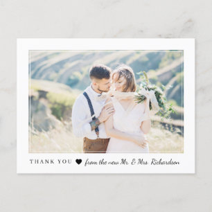 Invitation Carte Postale Coeur rougissant   Merci photo mariage