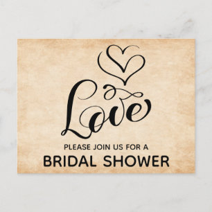 Invitation Carte Postale Coeurs d'amour de Fête de l'mariée Vintage Grunge