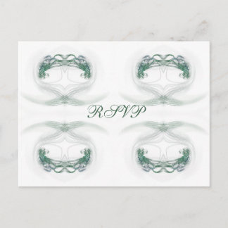 Invitation Carte Postale Coeurs fractales Vert RSVP