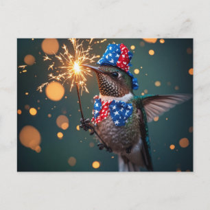 Invitation Carte Postale Colibri célébrant le quatre juillet