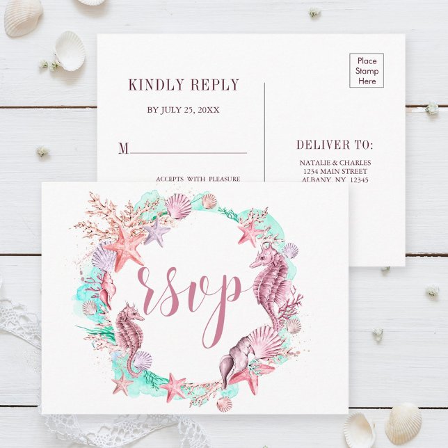 Invitation Carte Postale Coloré sous la mer Eté RSVP (Créateur téléchargé)