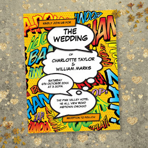 Invitation Carte Postale Concepteur typographique moderne fun mariage BD