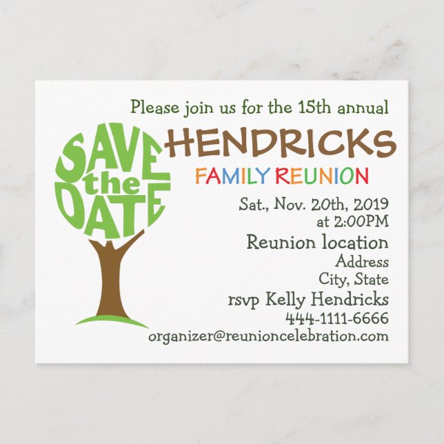 Invitation Carte Postale Conception de réunion pour les familles (Devant)