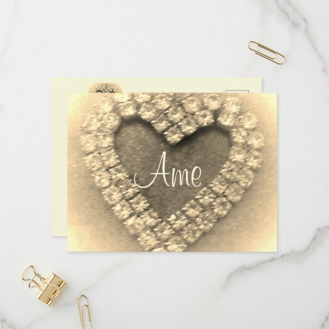 INVITATION CARTE POSTALE CONCEPTION D'INVITATION ROMANTIQUE DE JOUR DE MARI (Devant/Arrière en situation)