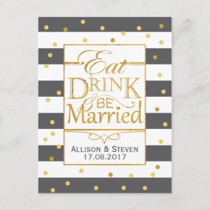 Invitation Carte Postale Conception Manger, Boire et être Marié