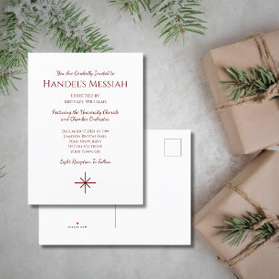 Invitation Carte Postale Concert de Noël musical Élégant Vacances