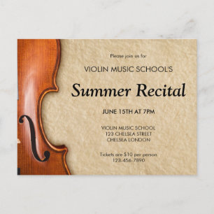 Invitation Carte Postale Concert de récital de violon Musique classique