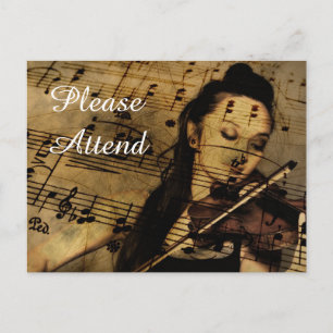 Invitation Carte Postale Concours de violon ou de musique de concert Invita