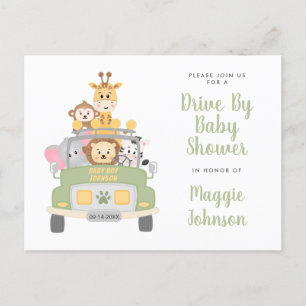 Invitation Carte Postale Conduire par Animal Safari mignon Baby shower