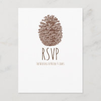 Cône de pin rustique élégant simple RSVP de mariag